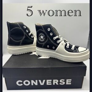 Converse  Black and White High-Top Sneaker construct